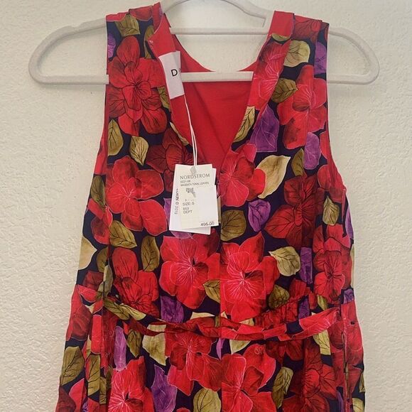 DYVNA Red Green Floral Silk Maxi Dress NWT Small $495 - Picture 9 of 9